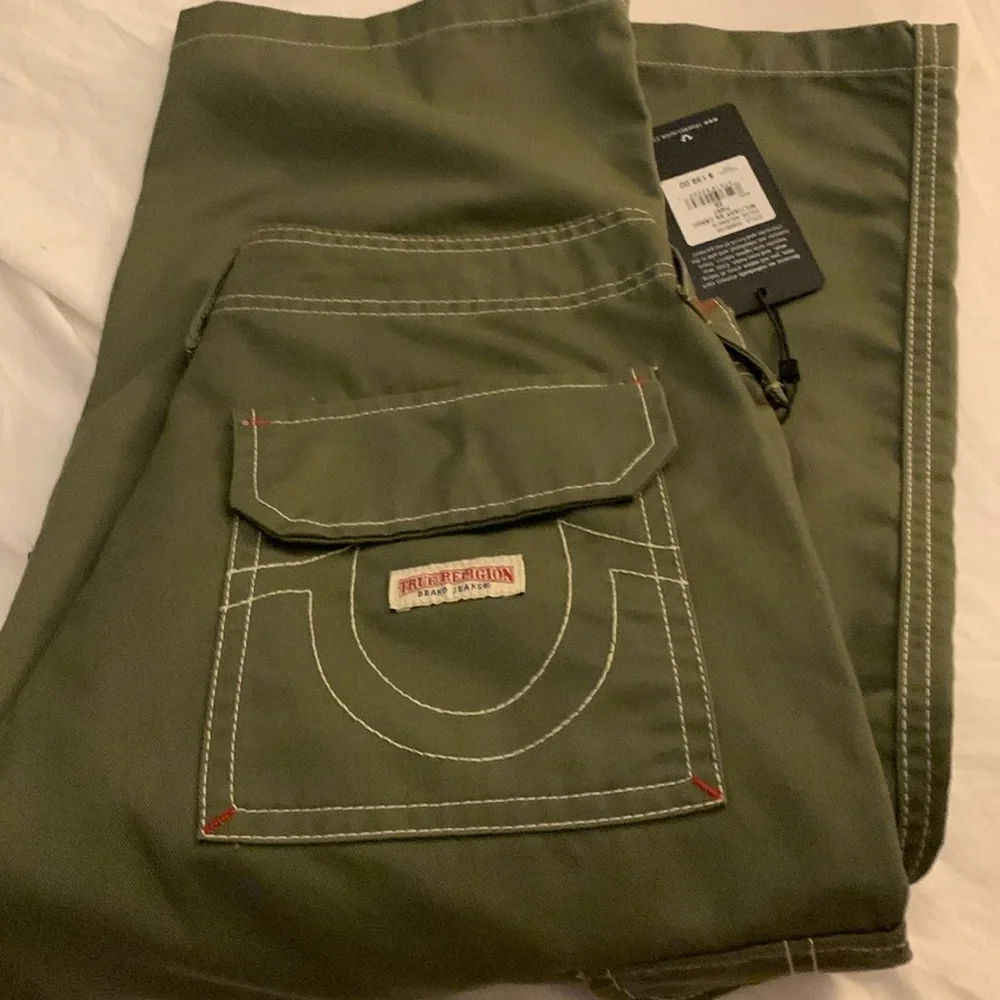 NWOT True Religion Women's Military Cargo Pants Kalamata Olive sz 28